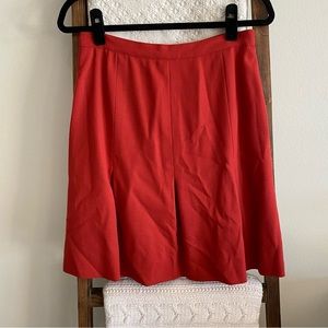 Salvatore Ferragamo rust red 100% wool pleated A-line skirt